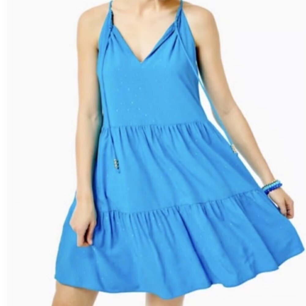 Lilly Pulitzer Litia Formentera Turquoise Metallic Clip Women's Spring Mini M
